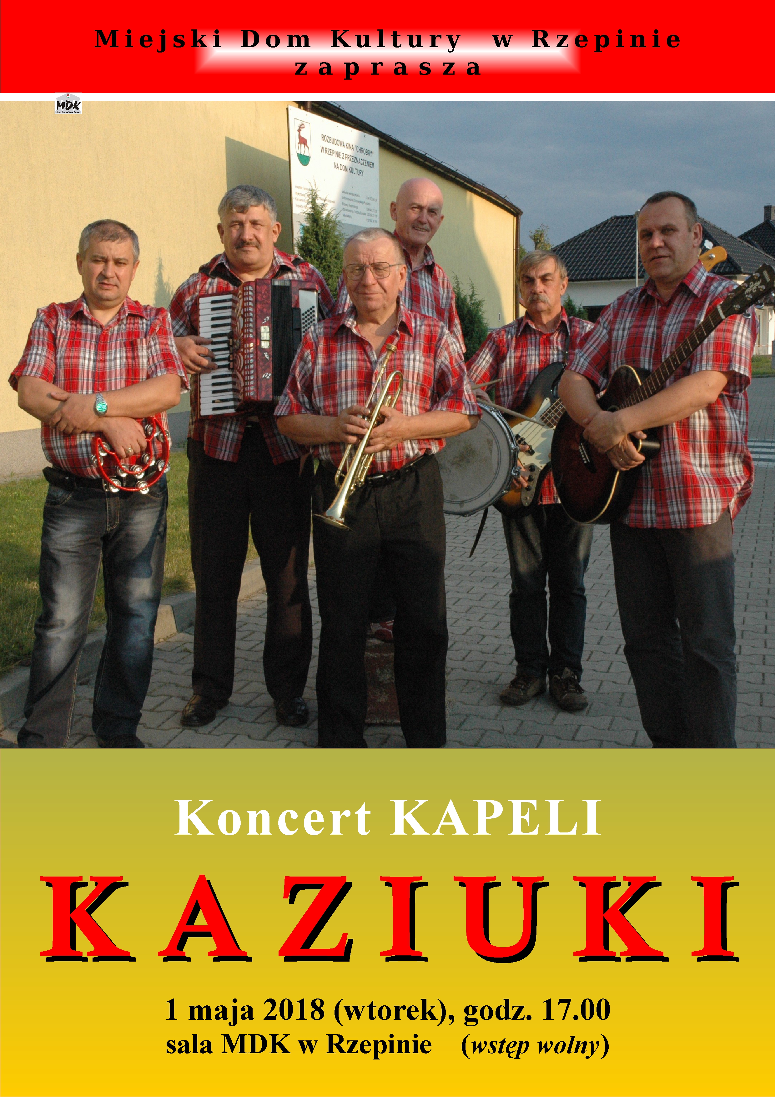 Ilustracja do informacji: 1. maja zapraszamy na koncert kapeli "Kaziuki"!