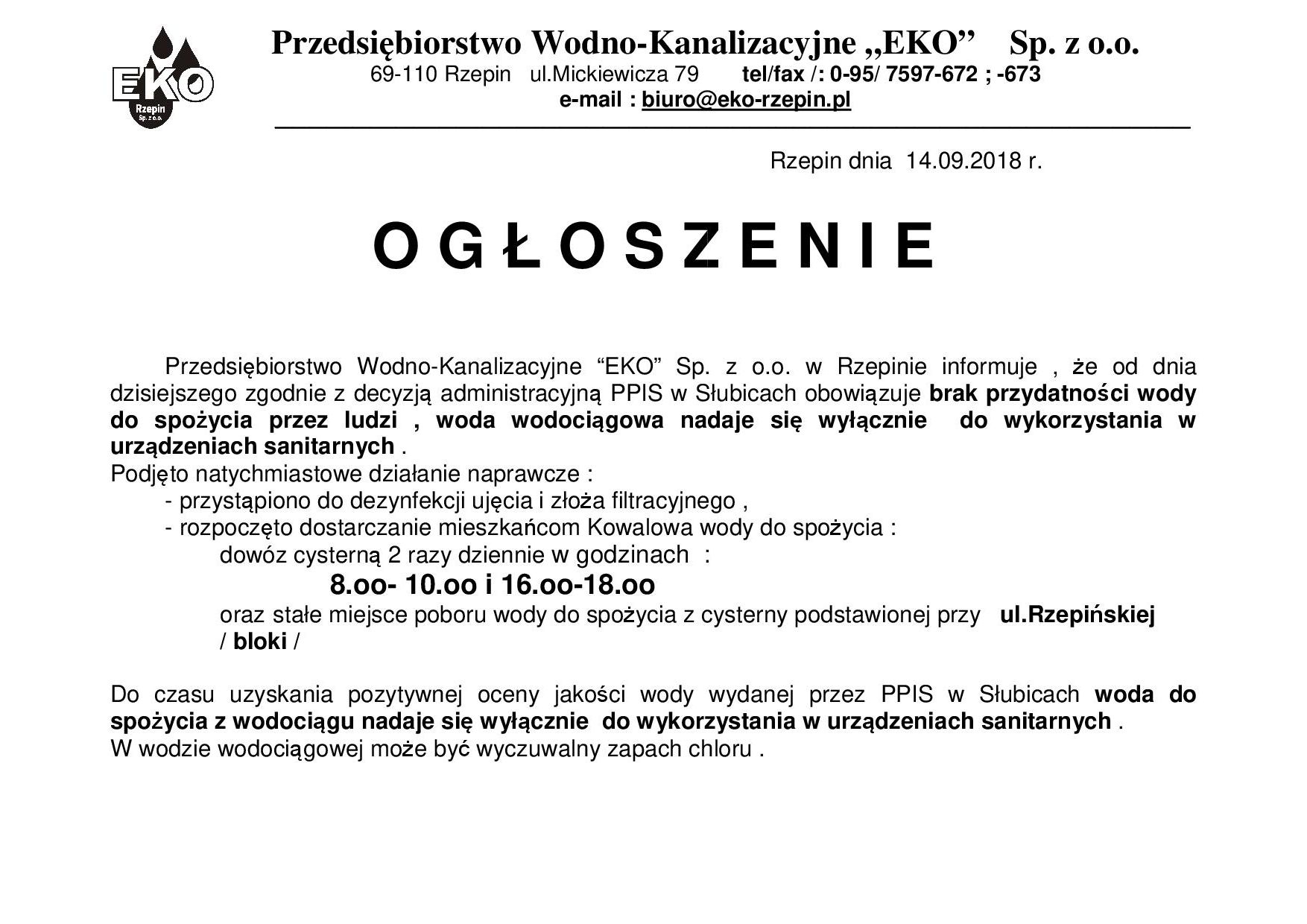 Ilustracja do informacji: Ogłoszenie EKO Sp. z o.o.
